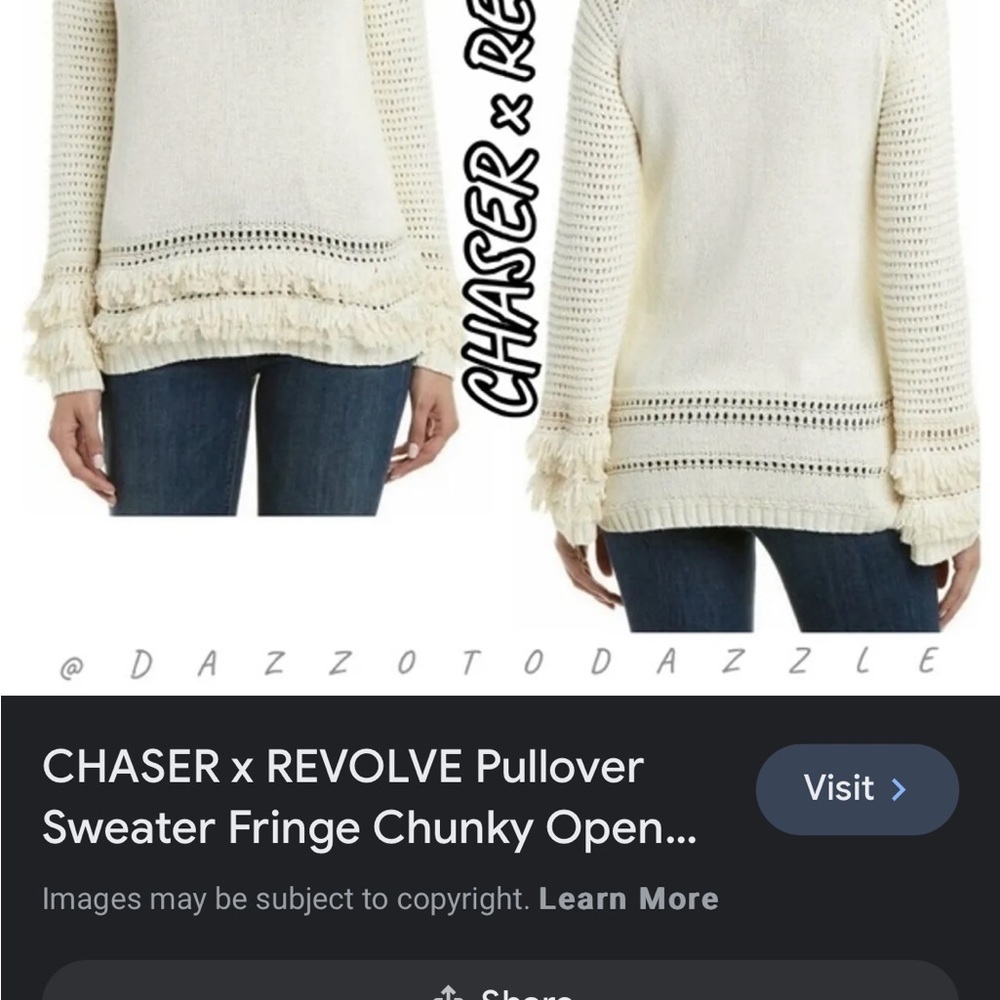 Chaser X Revolve Fringe Chunky Knit Pullover Bell Sleeve Sweater in Black - Picture 2 of 4